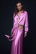 Розовая блуза из вискозы - фото 120720