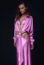 Розовая блуза из вискозы - фото 120721