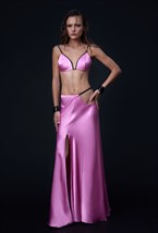 Розовая юбка макси асимметричного кроя - фото 120729