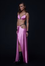 Розовая юбка макси асимметричного кроя - фото 120732