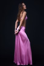 Розовая юбка макси асимметричного кроя - фото 120734