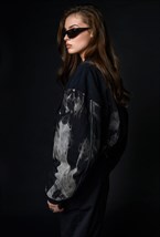 Черно-серый бомбер из вареного денима - фото 120772