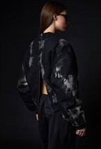 Черно-серый бомбер из вареного денима - фото 120773