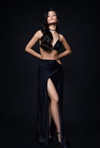 Черная юбка макси асимметричного кроя - фото 120802