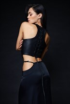 Черный кожаный топ - фото 120815