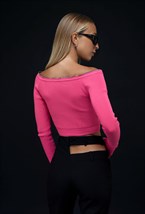 Розовый трикотажный топ с молнией - фото 120835