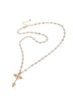 Сhain with crystals and a cross pendant Gold - фото 122255