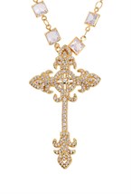Сhain with crystals and a cross pendant Gold - фото 122256
