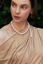 Choker made of pink jewelry glass beads - фото 122369