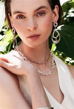 Choker made of beige jewelry glass Rhodium - фото 122384