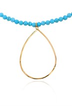 Choker with turquoise turcvenite stones with drop pendant Gold - фото 122386