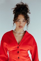 Choker made of silver-gray pearls Rhodium - фото 122402