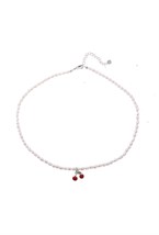 Choker with Cherry Pendant Rhodium - фото 122415
