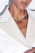 Choker with Cherry Pendant Rhodium - фото 122417