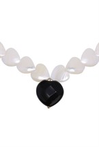 Choker with pearl beads in the shape of a heart, with a Heart pendant Gold - фото 122422