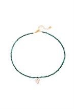Choker with malachite beads with Dove pendant Gold - фото 122424