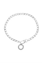 Choker made of a large chain with a circle pendant Rhodium - фото 122430