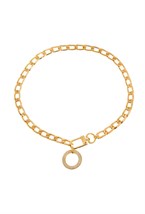 Choker made of a large chain with a circle pendant Gold - фото 122433