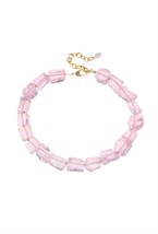 Choker made of large beads, rose quartz - фото 122449