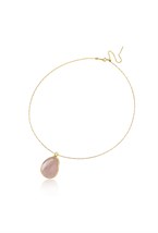 Choker with faceted rose quartz pendant Gold - фото 122451