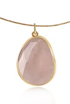 Choker with faceted rose quartz pendant Gold - фото 122452