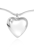 Hard wavy choker with a three-dimensional Heart pendant Rhodium - фото 122454