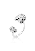 Unisex Ring Crumpled metal Rhodium - фото 122521