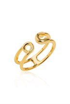 Unisex Open Ring with Pin Elements Gold - фото 122523