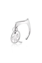Unisex Flat Ring with Round Pendant Rhodium - фото 122541
