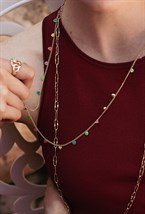 Ring with a braided chain Gold - фото 122554