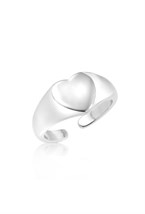 Signet ring with a heart symbol Rhodium - фото 122556