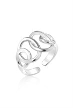 Ring with a braided chain Rhodium - фото 122561