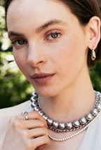 Ring with a braided chain Rhodium - фото 122562