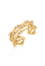 Triple ring with protruding cubic zirconia Gold - фото 122574
