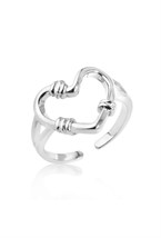 Ring with a large heart Rhodium - фото 122589