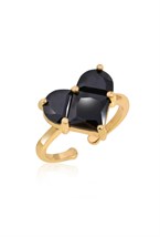 Ring with a Heart symbol and black cubic zirconia Gold - фото 122598