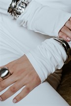 Wide signet ring Rhodium - фото 122604