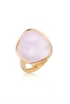 Asymmetric signet ring with mother of pearl Gold - фото 122625
