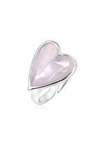Rhinestone Heart Ring Rhodium - фото 122647