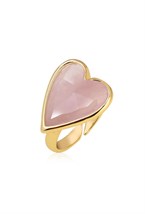 Quartz Pink Heart Ring Gold - фото 122648