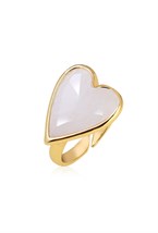 Rhinestone Heart Ring Gold - фото 122649