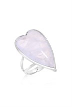 Rhinestone Big Heart Ring Rhodium - фото 122652