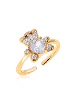 Cubic Zirconia Bear Ring Gold - фото 122692