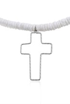 Necklace made of white shell stone - фото 122715