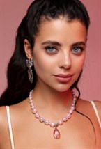 Pink Pearls, Heart and Skull Swarovski Necklace - фото 122904