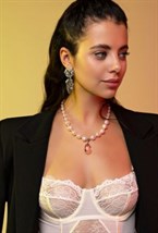 Pink Pearls, Heart and Skull Swarovski Necklace - фото 122905