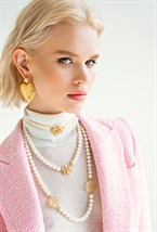 Pearls Camelia Silver Necklace - фото 122933