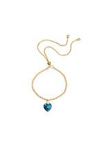 Blue Medium Swarowski Heart Bracelet - фото 123160