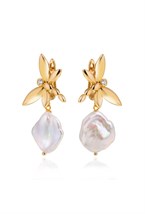 Earrings with a Crystal Heart Pendant Gold - фото 123283