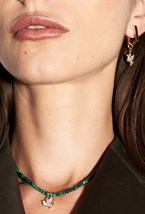 Earrings with a mother-of-pearl heart symbol - фото 123342